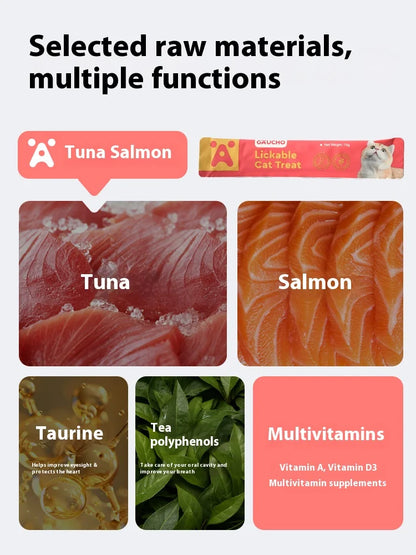 Cat Snacks Cat Food High Protein Liquid Fresh Meat Cat Grass Salmon Chicken Nutritional Snacks Pet Training Reward Snacks