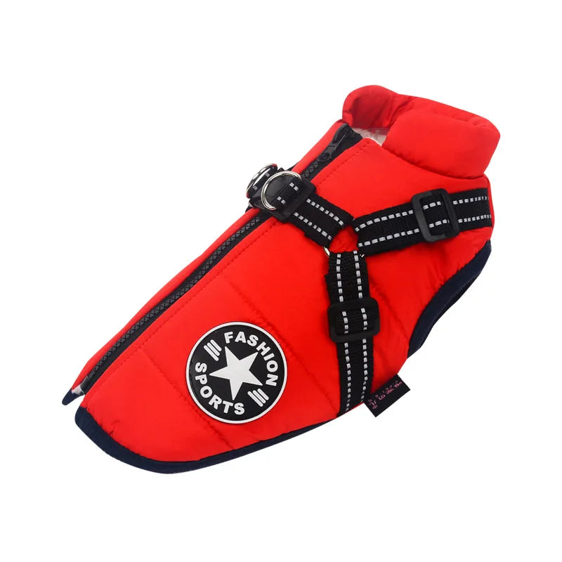 Winter Warm Large Pet Dog Jacket with Harness Waterproof Big Dog Coat for Labrador Chihuahua French Bulldog Outdoor Dog Clothes