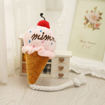 Pet Toys Fruit Animals Ice Cream Sound Toy Cartoon Dog Toys Stuffed Squeaking Pet Cute Plush Puzzle for Dog Cat Chew Squeaky Toy
