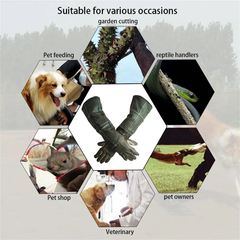 Pet Gloves Cowhide Leather Anti-grasping Anti Bite Protective Gloves Cat Dog Gardening Work Gloves Pets Training Handling Gloves