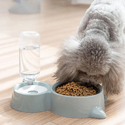 Pet Bowls Set for Dogs & Cats: Anti-Spill Food Bowl + Automatic Water Bowl, Non-Slip Pet Feeding Dishes Kit for Puppies Kittens