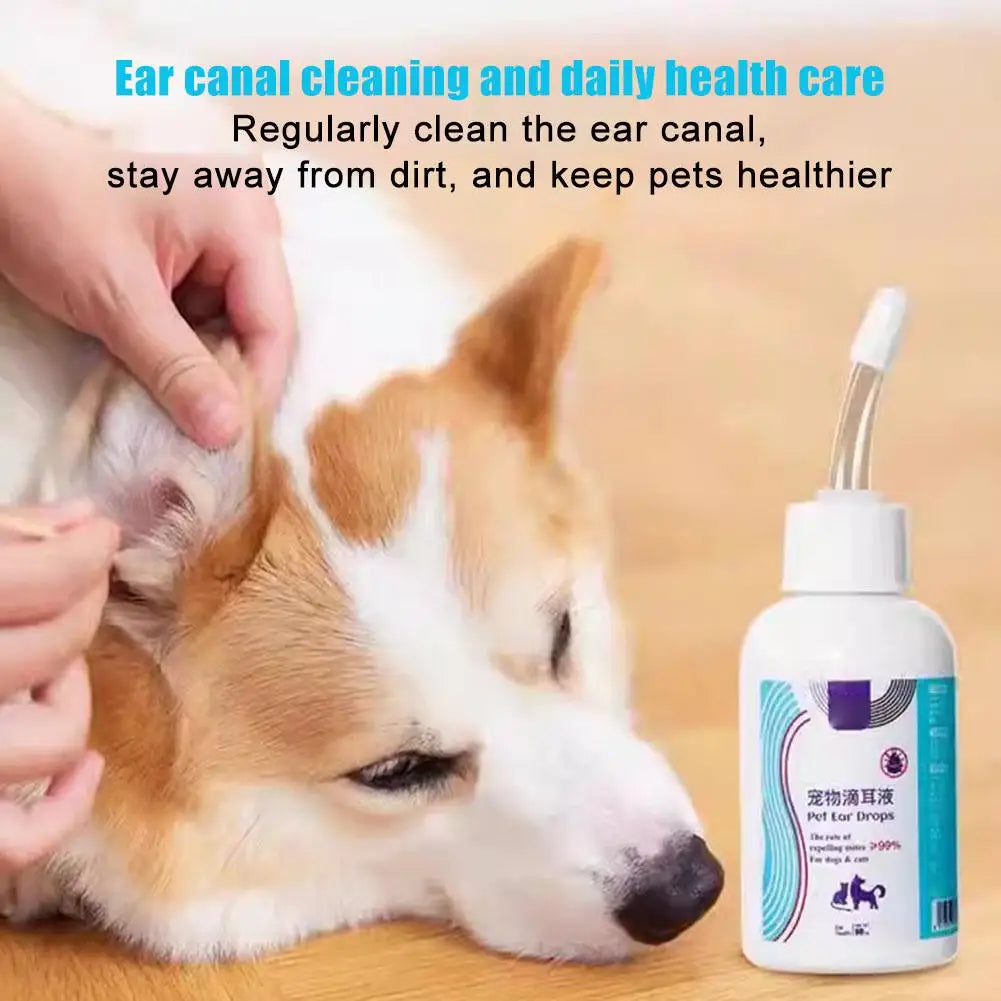 Pet Ear Cleaner Removes Ear Mites Fungus Cat Dog Dedicated Itching Relieve Drops Cleansing Ear Anti-Inflammatory Ear Q5X6