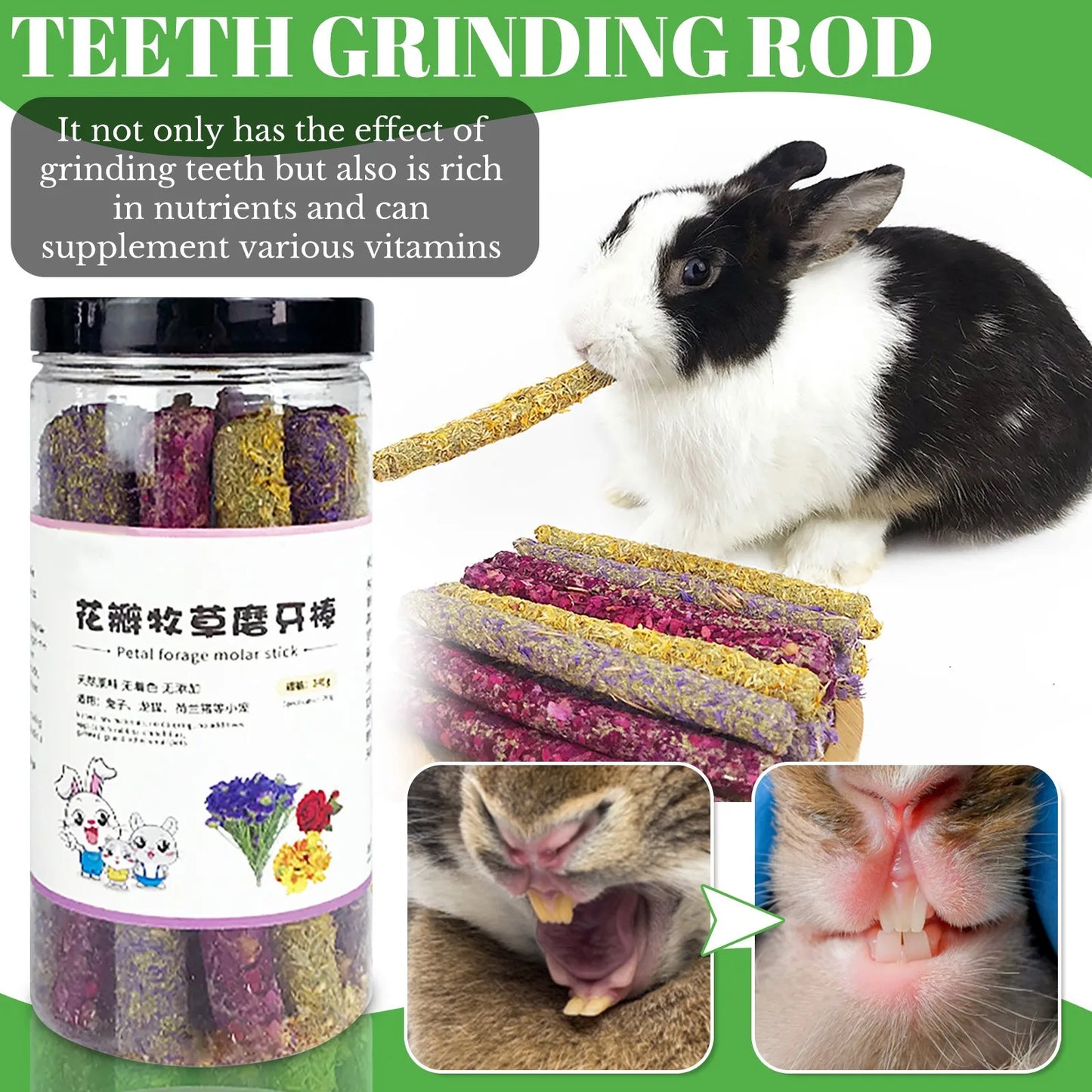 Rabbit Snacks Petal Grass Snacks And Grinding Teeth Sticks Teeth Grinding Toys Teeth Grinding Sticks Rabbit Hamster Toys Snacks