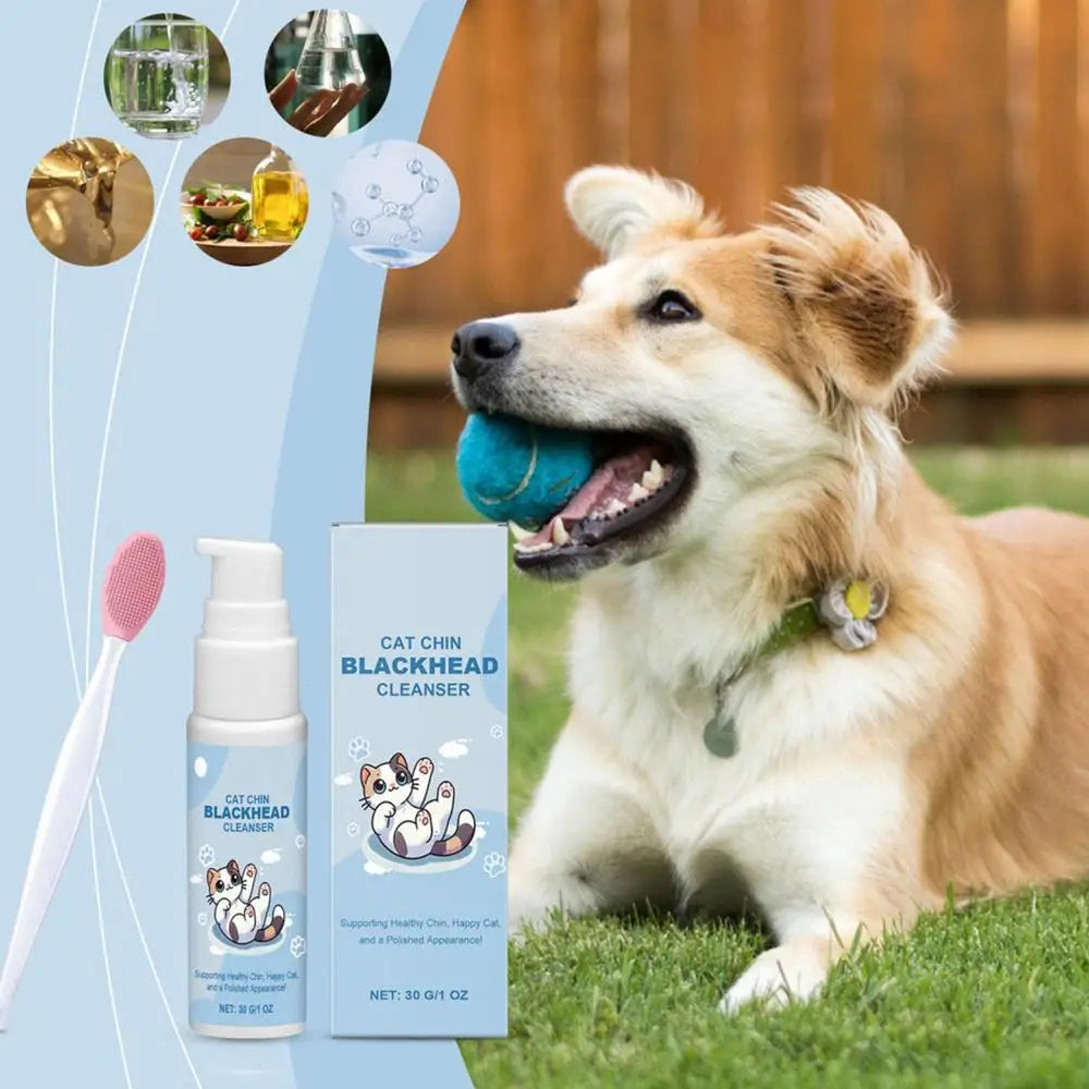 30g Pet Chin Cleaner Blackhead Cleaning Lotion Pet Chin Acne Care Brush Grooming Supplies Tooth Stain Remover For Dogs Cats