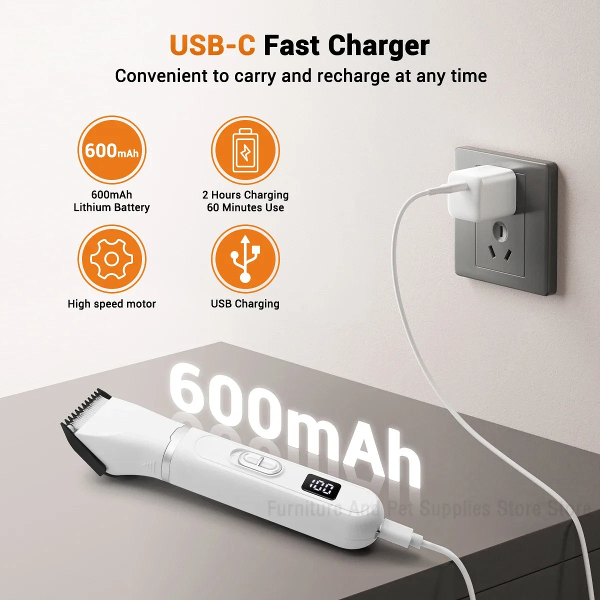 4-In-1 Pet Grooming And Care Set 4Different Blades Pet Hair Shaver Low Noise Pet Clippers Rechargeable Cordless Safe Dog Trimmer