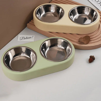 Pets Snack Bowls Silicone Mold Kit DIY Cat Food Dog Food Storage Pallet Resin Concrete Mold with Stainless Steel Disc