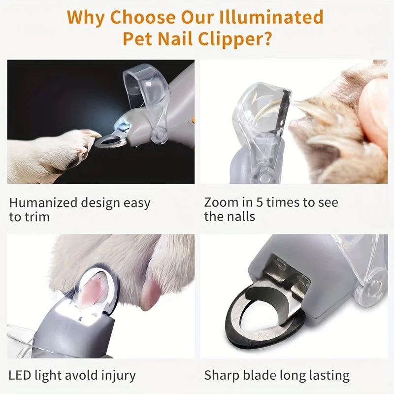 1 LED Pet Nail Clipper with Light, Cat and Dog Cleaning Scissors Provide Simple and Safe Beauty Care for Dogs and Cat Claws