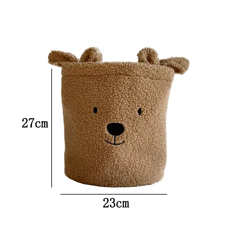 Lambswool Pet Toys Snacks Canvas Storage Basket Bear Dirty Clothes Basket Children's Toys Super Soft Touch Charpa Cotton