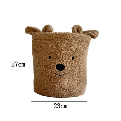 Lambswool Pet Toys Snacks Canvas Storage Basket Bear Dirty Clothes Basket Children's Toys Super Soft Touch Charpa Cotton