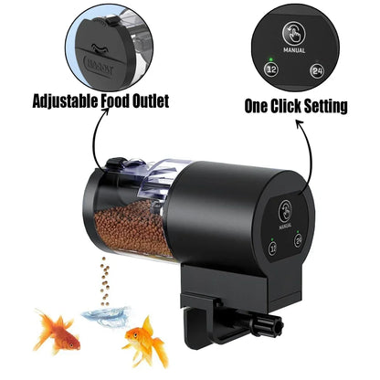 Automatic Fish Feeder for Aquarium,100ml Capacity Auto Fish Feeders Easy to Set Up with Battery