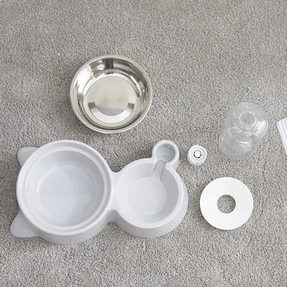 Pet Bowls Set for Dogs & Cats: Anti-Spill Food Bowl + Automatic Water Bowl, Non-Slip Pet Feeding Dishes Kit for Puppies Kittens