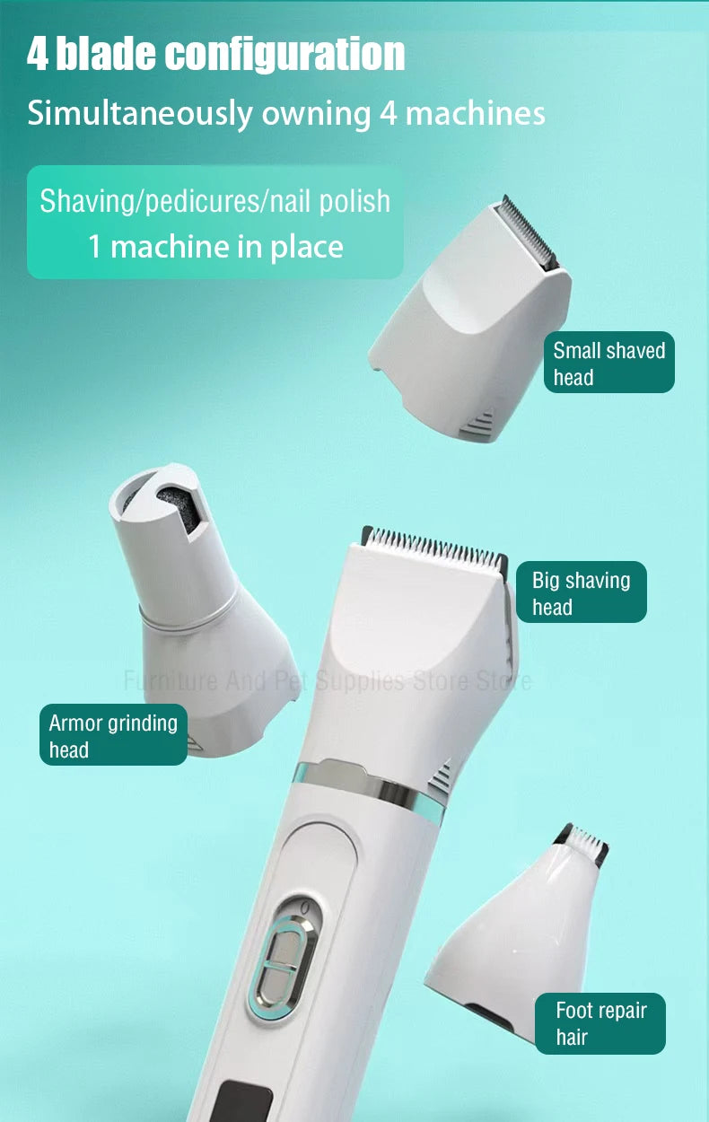 4-In-1 Pet Grooming And Care Set 4Different Blades Pet Hair Shaver Low Noise Pet Clippers Rechargeable Cordless Safe Dog Trimmer