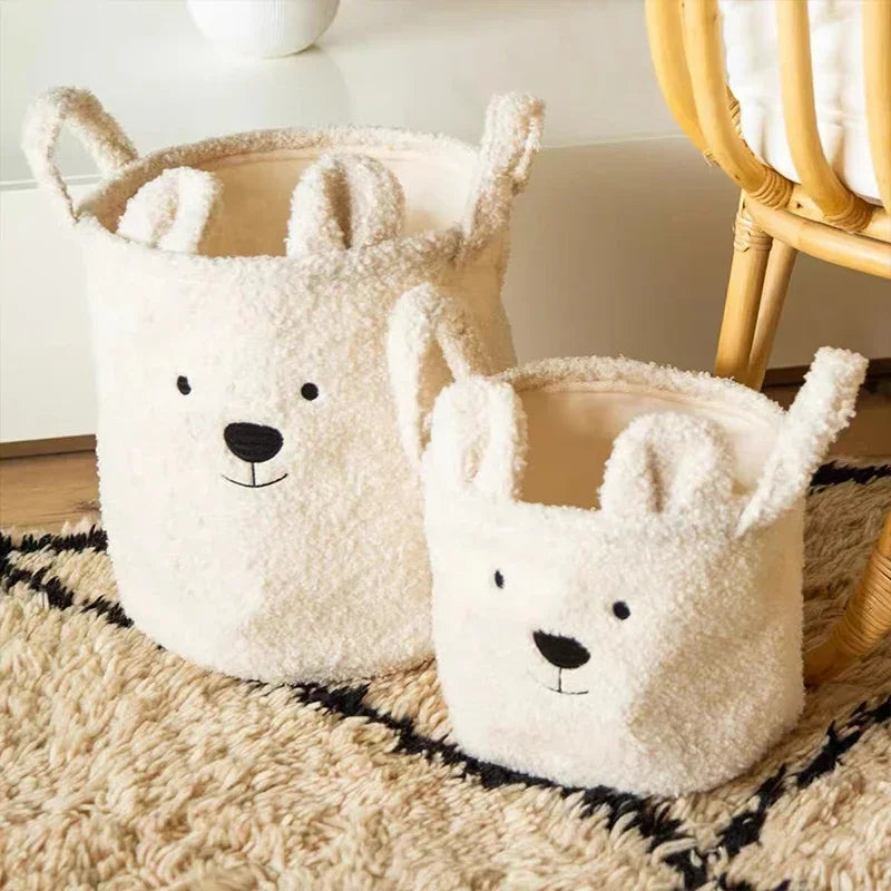 Lambswool Pet Toys Snacks Canvas Storage Basket Bear Dirty Clothes Basket Children's Toys Super Soft Touch Charpa Cotton
