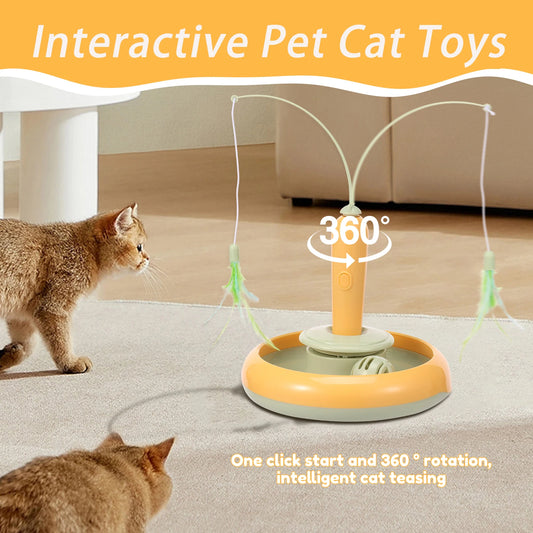 Interactive Pet Cat Toys Self-entertainment toys Rotating Cat Teaser Stick Funny Toys for cats with Ball feather Cat accessories