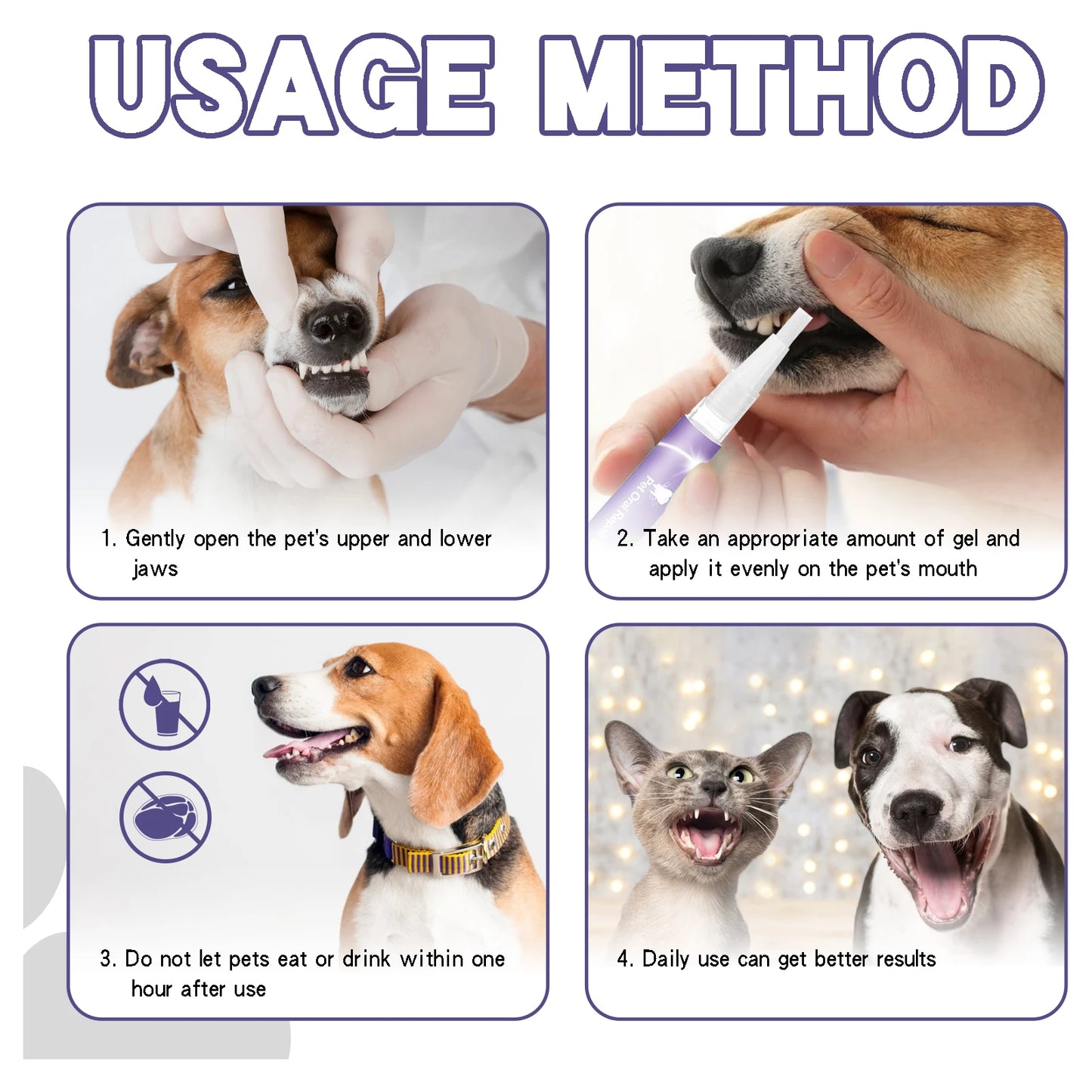 Pet Dental Care Gel 3ml Teeth Cleaning Pen for Dogs and Cats Fresh Breath Tartar Control Soothes Gums Easy Baking Soda Formula