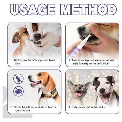 Pet Dental Care Gel 3ml Teeth Cleaning Pen for Dogs and Cats Fresh Breath Tartar Control Soothes Gums Easy Baking Soda Formula