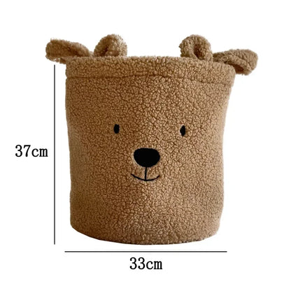 Lambswool Pet Toys Snacks Canvas Storage Basket Bear Dirty Clothes Basket Children's Toys Super Soft Touch Charpa Cotton