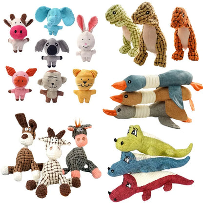 Pet Toys  Animals Shape Bite Resistant Squeaky Toys Teeth Grinding Plush Dog Toy for Small Large Puppy Pets Training Accessories