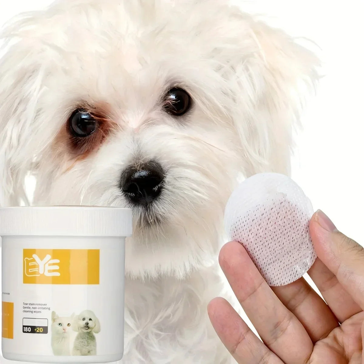 200pcs Pet Eye Cleaning Wipes, Gentle Tear Stain Remover Wipes for Dogs and Cats, Pet Eye Wash Pads Pet Towel  Pet Wipes