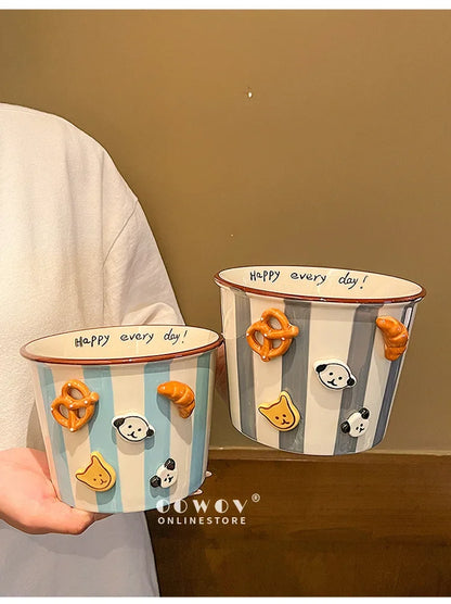 Snacks, Puppies, Ceramic Snack Bowls, Household Soup Bowls, Noodle Bowls, Snacks, Fried Chicken, French Fries, Buckets, Popcorn