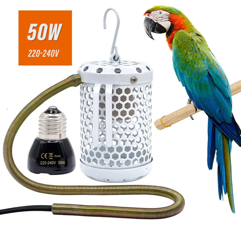 Pet Parrot Heater Preservation Cage Heating Lamp Anti-bite Anti-scalding Reptile Warm Lights Accessories Bird Supplies 220V