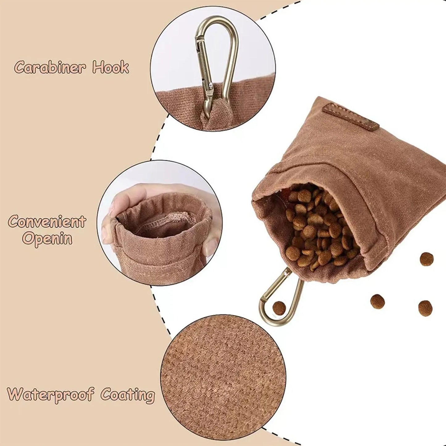 Dog Training Snack Bag  For Puppy Rewards Leak-Proof Portable Pet Dog Snack Pocket Outdoor Travel Dog Food Storage Pouch