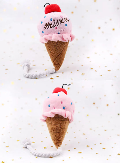 Pet Toys Fruit Animals Ice Cream Sound Toy Cartoon Dog Toys Stuffed Squeaking Pet Cute Plush Puzzle for Dog Cat Chew Squeaky Toy