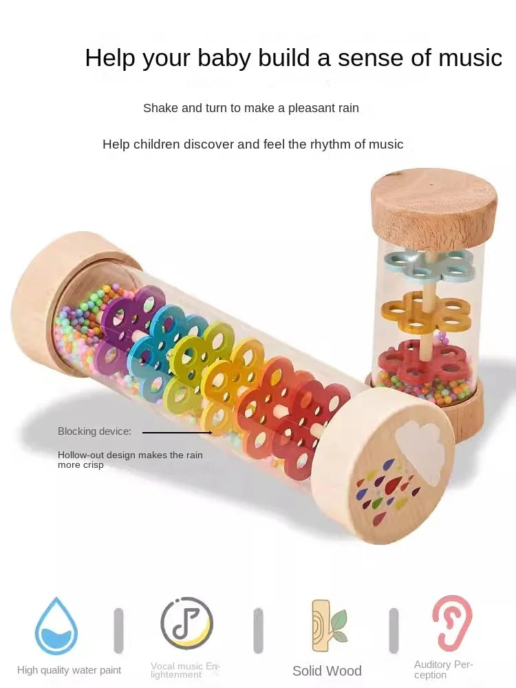 Baby Wooden Rain Sound Pipe Simulation Rain Sound Wooden Toy Gift Hourglass Fun Music Shaker Early Education Enlightenment Toy