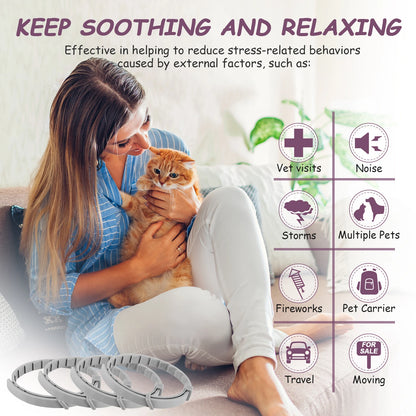 4/8PCS Dogs Calming Pheromone Collars Cats Relieve Anxiety Adjustable Comfortable Collar For Puppy Kitten Large Pets Accessories