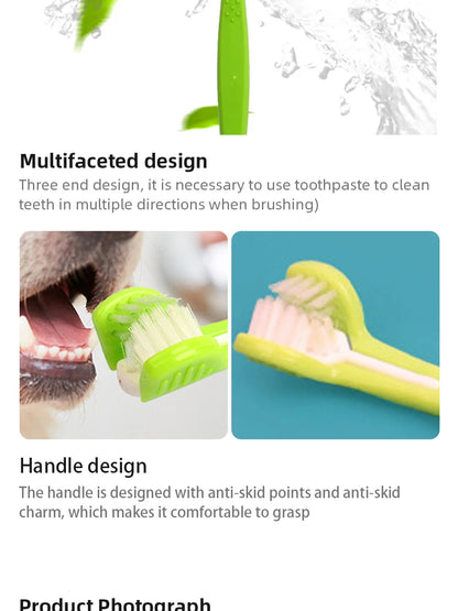 Pet Toothbrush Dog Cleaning Mouth Toothbrush Three Sided Multiangle Cleaning Tartar Teeth Health Care Tool Pet Supplies