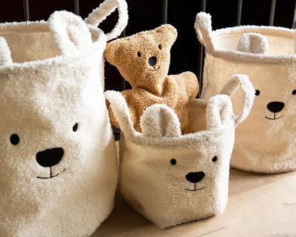 Lambswool Pet Toys Snacks Canvas Storage Basket Bear Dirty Clothes Basket Children's Toys Super Soft Touch Charpa Cotton