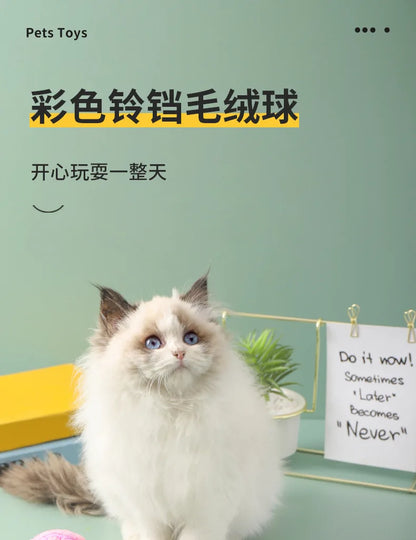 Pet Cat Toys Self Entertaining Chew and Tease Cats Toys with Bell Kitten Colored Balls Interactive Toys Pet Products Accessories