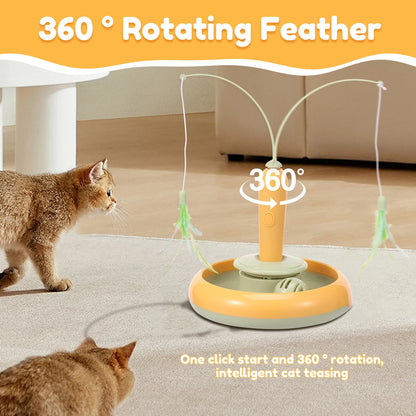 Interactive Pet Cat Toys Self-entertainment toys Rotating Cat Teaser Stick Funny Toys for cats with Ball feather Cat accessories