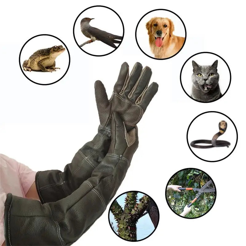 Pet Gloves Cowhide Leather Anti-grasping Anti Bite Protective Gloves Cat Dog Gardening Work Gloves Pets Training Handling Gloves