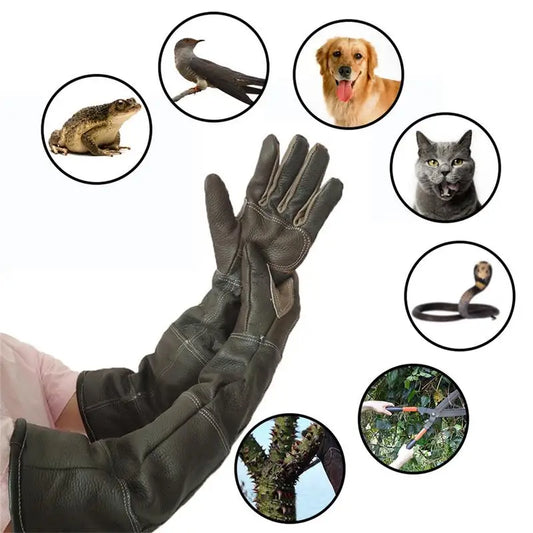 Pet Gloves Cowhide Leather Anti-grasping Anti Bite Protective Gloves Cat Dog Gardening Work Gloves Pets Training Handling Gloves