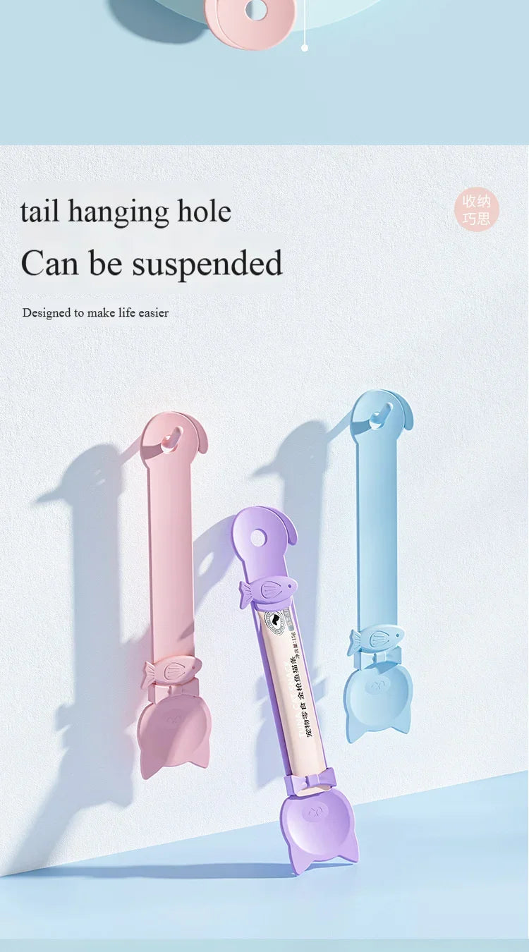 Cat tail shaped pet feed spoon Food spoon Cat strip squeeze feed dispenser indoor puppy kitten treat liquid food spoon