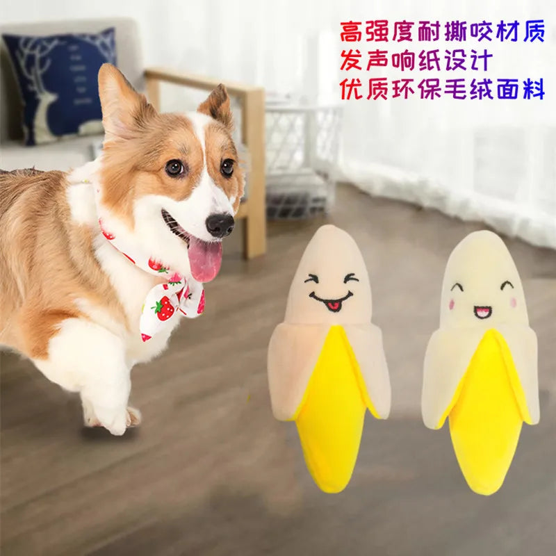 Pet Plush Sound-making Toys for Puppies Cats Biting Educational Toys Banana Style
