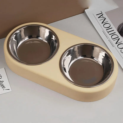 Pets Snack Bowls Silicone Mold Kit DIY Cat Food Dog Food Storage Pallet Resin Concrete Mold with Stainless Steel Disc