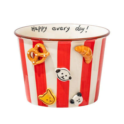 Snacks, Puppies, Ceramic Snack Bowls, Household Soup Bowls, Noodle Bowls, Snacks, Fried Chicken, French Fries, Buckets, Popcorn