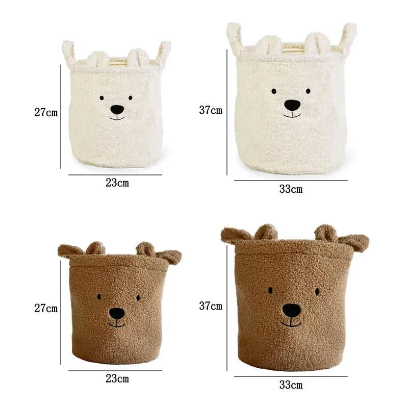 Lambswool Pet Toys Snacks Canvas Storage Basket Bear Dirty Clothes Basket Children's Toys Super Soft Touch Charpa Cotton