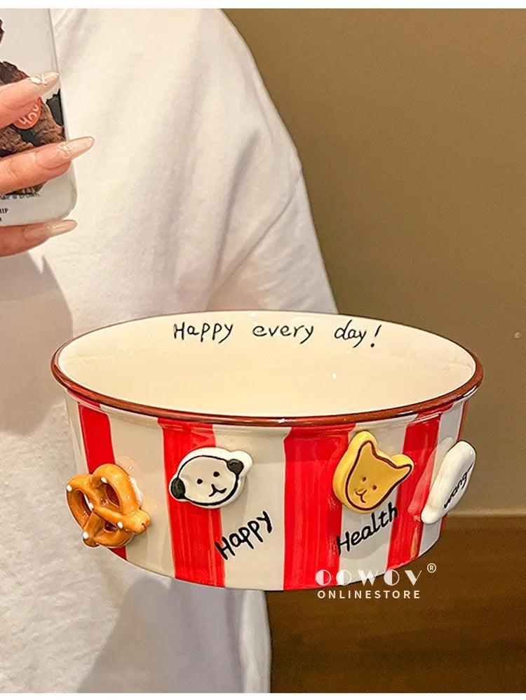 Snacks, Puppies, Ceramic Snack Bowls, Household Soup Bowls, Noodle Bowls, Snacks, Fried Chicken, French Fries, Buckets, Popcorn