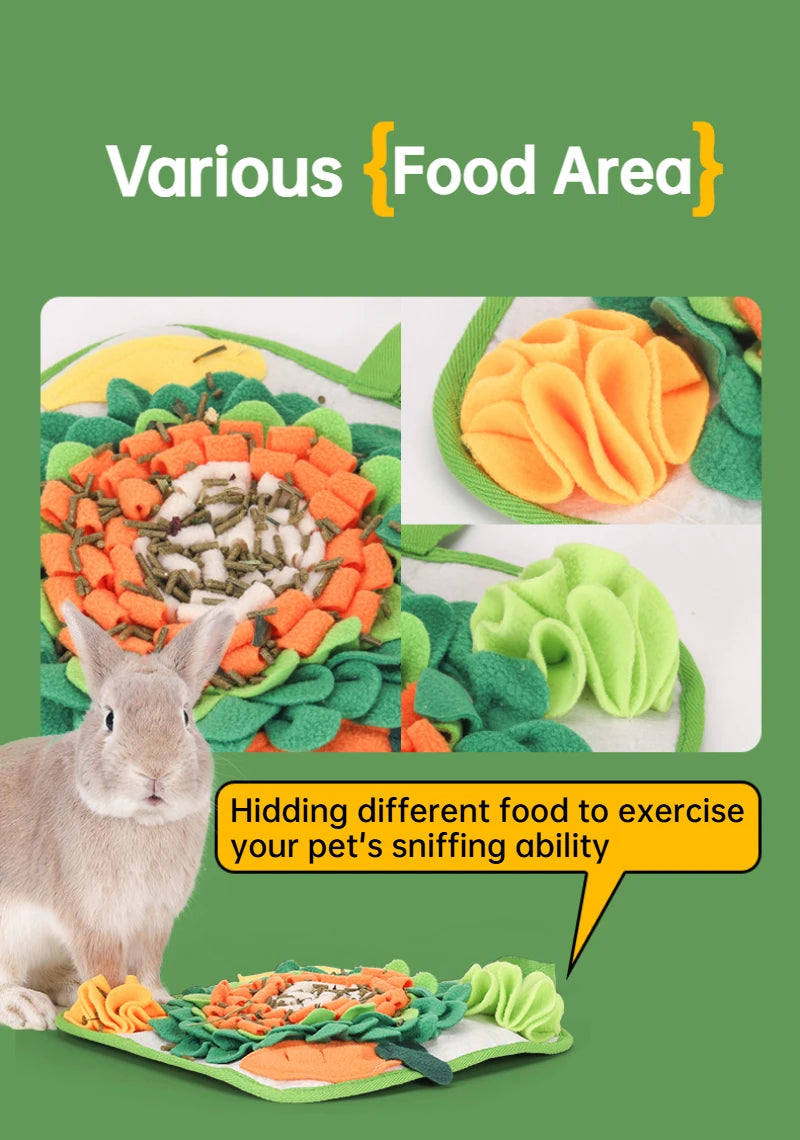 Pet Sniffing Mat Rabbit Feeding Mat Hamster Sniffing Training Toy Foraging Blanket Emotional Relief Slow Eating Pad