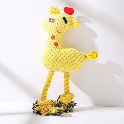 Pet Plush Toy: Bite-Resistant Animal Doll with Squeaker, Soft Stuffed Toy for Dogs/Cats, Interactive Chew Toy