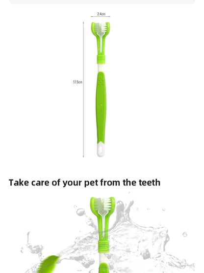 Pet Toothbrush Dog Cleaning Mouth Toothbrush Three Sided Multiangle Cleaning Tartar Teeth Health Care Tool Pet Supplies