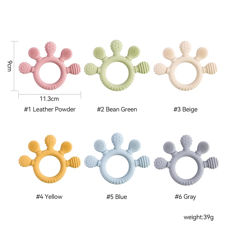1pc Silicone Teether Food Grade Baby 0-12 Toys Teething Ring Sensory Toys for Toddlers Silicone Animal Soothing Toys Accessories
