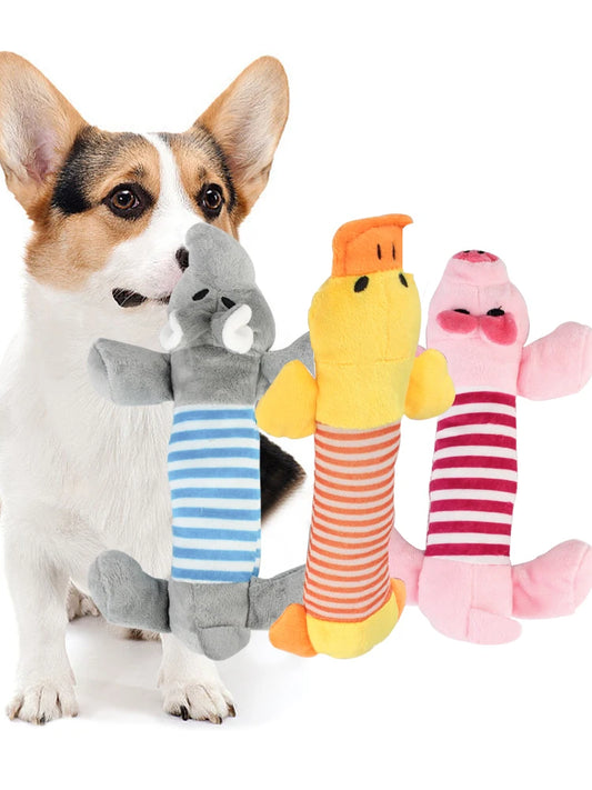 Fit for All Pets Dog Cat Fleece Toys Popular Squeak Chew Sound Dolls Elephant Duck Pig Pet Funny Plush Toys