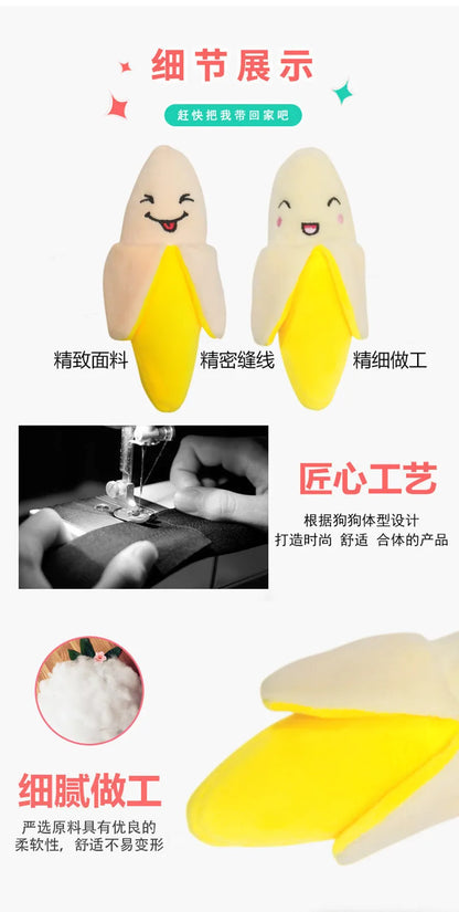 Pet Plush Sound-making Toys for Puppies Cats Biting Educational Toys Banana Style