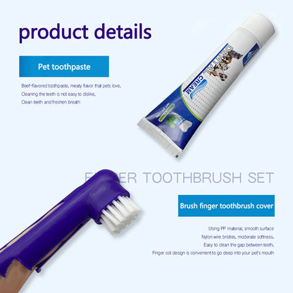 Pets Tartar Control Kit for Dogs Contains Toothpaste Toothbrush and Fingerbrush 4-Piece Dental Care