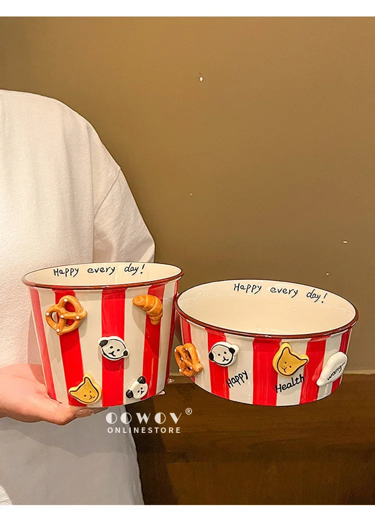 Snacks, Puppies, Ceramic Snack Bowls, Household Soup Bowls, Noodle Bowls, Snacks, Fried Chicken, French Fries, Buckets, Popcorn