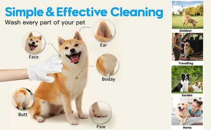 6pcs Unscented Extra Thick Pet Cleaning Wipes for Dogs & Cats,Dog Washing Bathing Deodorizing Grooming Gloves for Daily Care